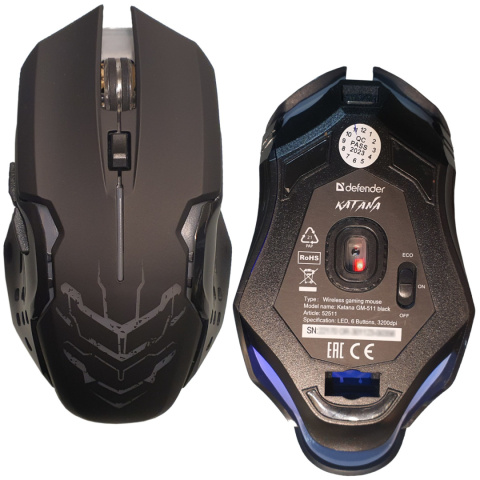 MYSZ DEFENDER GM-511 KATANA RF 3200dpi 7P CZARNA