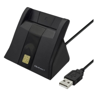 Qoltec Inteligentny czytnik chipowych kart ID SCR-0643 | USB 2.0 + Adapter USB typ C