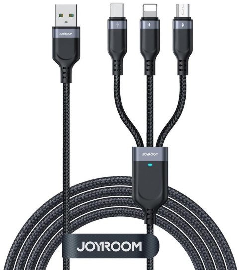 KABEL 3w1 USB-A / USB-C micro-USB Lightning Joyroom S-1T3018A18 30cm 3.5A W OPLOCIE CZARNY