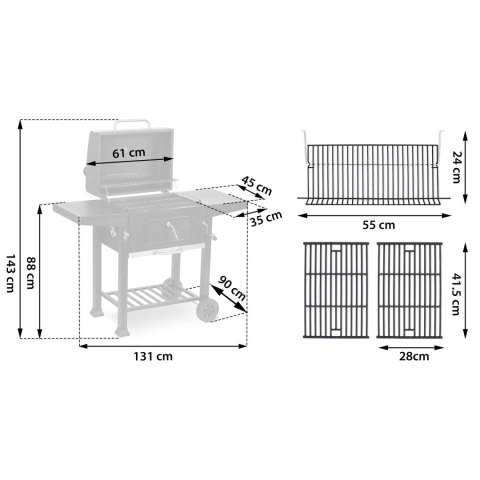 Grill węglowy z pokrowcem Berdsen BD-890 czarny