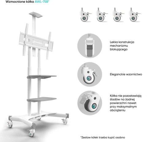 Mobilny stojak do TV 50"-83" do 90 kg ONKRON TS1881 Biały