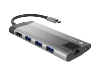 MULTIPORT ADAPTER NATEC FOWLER PLUS USB-C 8W1 HUB -> USB 3.0 3X, HDMI 4K, USB-C PD, RJ45, SD, MICRO