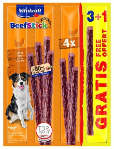 VITAKRAFT Dog Beef Stick indyk - przysmak dla psa - 3+1 szt