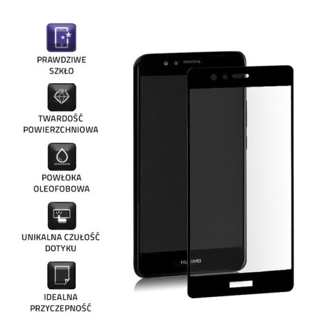 Qoltec Hartowane szkło ochronne PREMIUM do Huawei P9 | PEŁNE | CZARNE