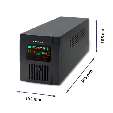 Qoltec Zasilacz awaryjny UPS | Monolith | 1000VA | 600W | LCD | USB