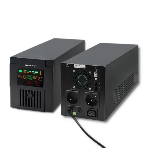 Qoltec Zasilacz awaryjny UPS | Monolith | 1500VA | 900W | LCD | USB