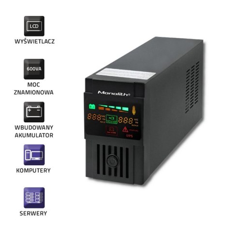 Qoltec Zasilacz awaryjny UPS | Monolith | 600VA | 360W | LCD | USB Qoltec Zasilacz awaryjny UPS | Monolith | 600VA | 360W | LCD | USB