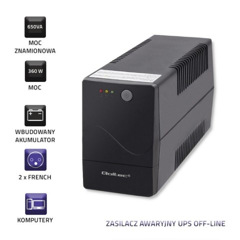 Qoltec Zasilacz awaryjny UPS | Monolith | 650VA | 360W