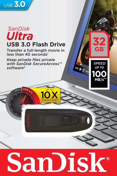 Pendrive SanDisk Cruzer Ultra SDCZ48-032G-U46 (32GB; USB 3.0; kolor czarny)