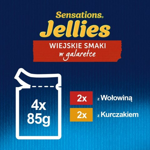 FELIX Sensations wołowina, kurczak - mokra karma dla kota - 4x 85g