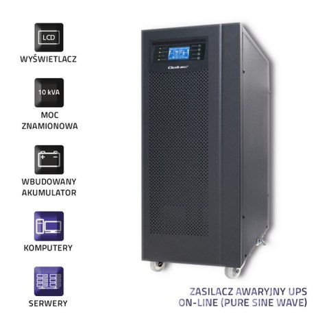 Qoltec Zasilacz awaryjny UPS | On-line | Pure Sine Wave | 10kVA | 8kW | LCD | USB