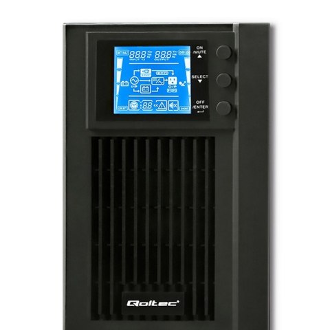 Qoltec Zasilacz awaryjny UPS | On-line | Pure Sine Wave | 1kVA | 800W | LCD | USB