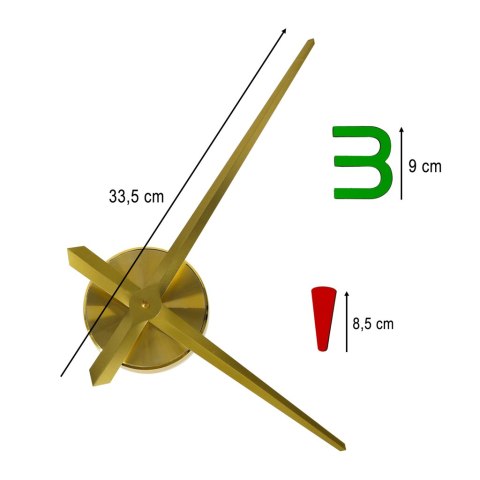 Zegar ścienny naklejany 4 cyfry 80-90 cm żółte wskazówki kolorowy