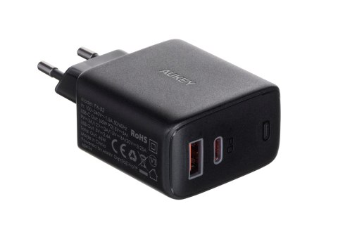 AUKEY PA-B3 BLACK ŁADOWARKA SIECIOWA 65W 2XUSB-C