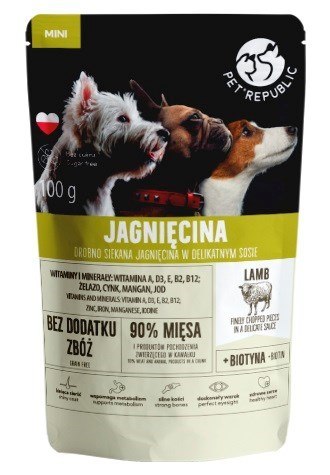 PET REPUBLIC Mini Drobno siekana jagnięcina - mokra karma dla psa - 100 g