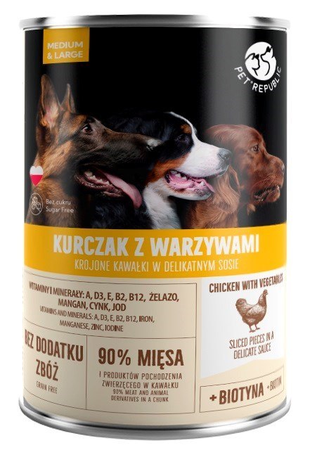 PetRepublic puszka dla psa kurczak, warzywa 1250 g