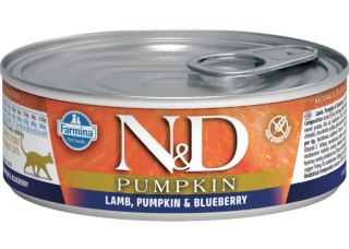 FARMINA N&D CAT LAMB & PUMPKIN & BLUEBERRY - mokra karma dla kota - puszka 80g