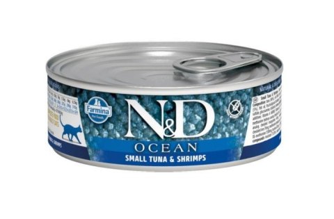 FARMINA N&D CAT OCEAN SEA SMALL TUNA & SHRIMPS - mokra karma dla kota - puszka 80g