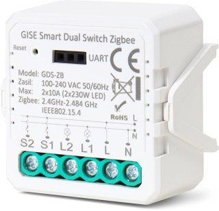 GISE Smart Dual Switch Zigbee | Podwójny moduł przekaźnikowy Zigbee | GDS-ZB