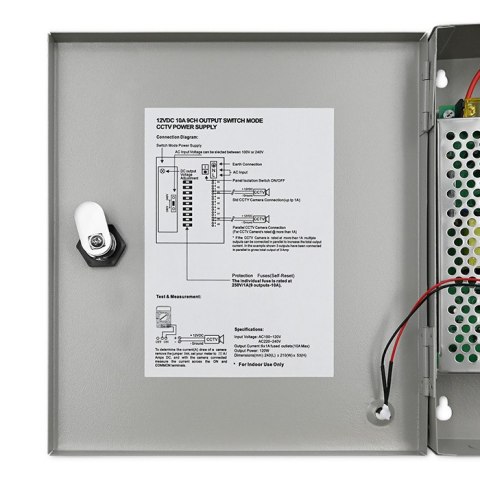 Qoltec Zasilacz impulsowy 12VDC | 10A | 9 kanałów