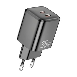 Ładowarka sieciowa Awei PD65-EU 35W GaN 2xUSB-C / bez kabla - czarna