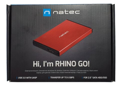 Obudowa NATEC Rhino Go NKZ-1279 (2.5"; USB 3.0; Aluminium; kolor czerwony)