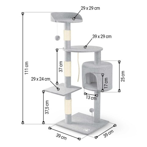 Drapak dla kota 111 cm PH-005 Pethaus szary