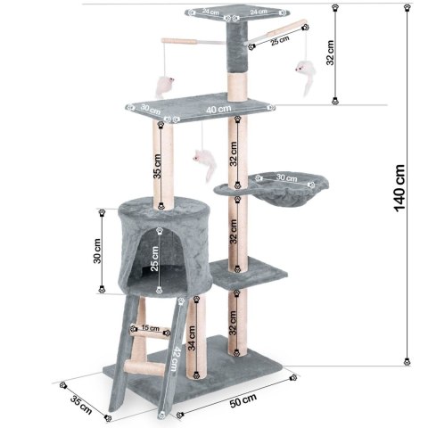 Drapak dla kota 140 cm DR-267 Pethaus z myszką j. szary