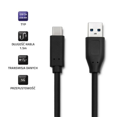 Qoltec Kabel USB 3.1 typ C męski | USB 3.0 A męski | 1.5m