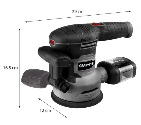 Szlifierka mimośrodowa 450W Graphite tarcza 125/150mm z walizką