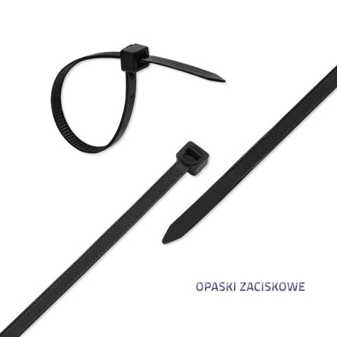 Qoltec Opaski zaciskowe/trytytki | 3.6*100mm | Nylon UV | Czarne