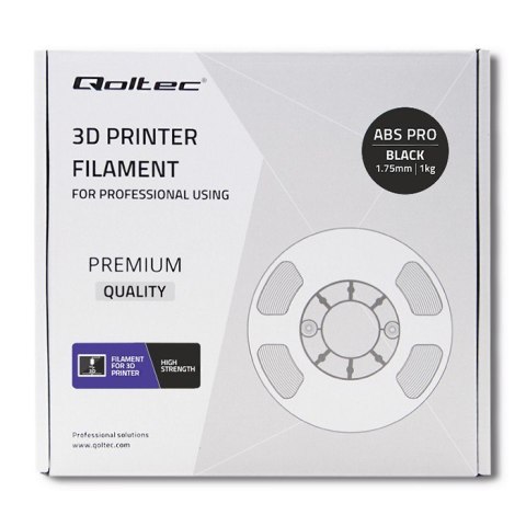 Qoltec Profesjonalny filament do druku 3D | ABS PRO | 1.75mm | 1 kg | Black