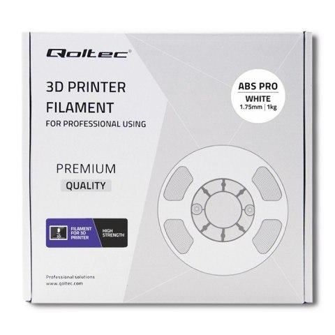 Qoltec Profesjonalny filament do druku 3D | ABS PRO | 1.75mm | 1 kg | Cold White