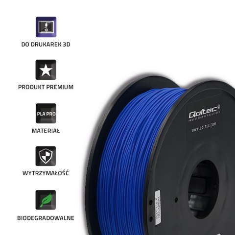 Qoltec Profesjonalny filament do druku 3D | PLA PRO | 1.75mm | 1kg | Blue