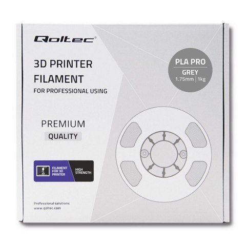 Qoltec Profesjonalny filament do druku 3D | PLA PRO | 1.75mm | 1kg | Grey