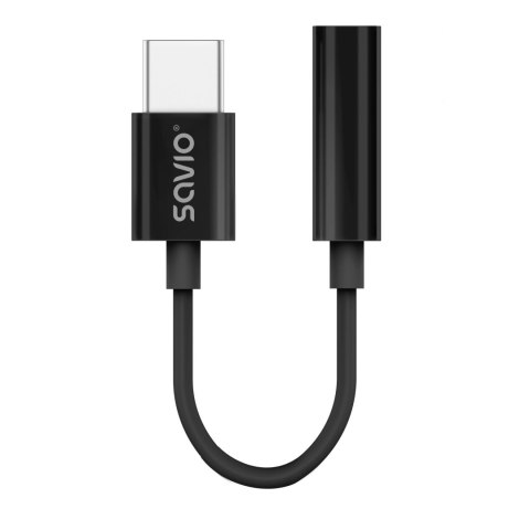 Adapter audio Savio AK-74 USB-C Jack 3,5mm czarny