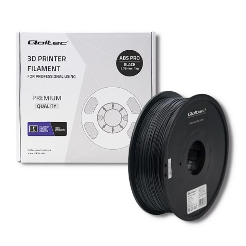 Qoltec Profesjonalny filament do druku 3D | ABS PRO | 1.75mm | 1 kg | Black