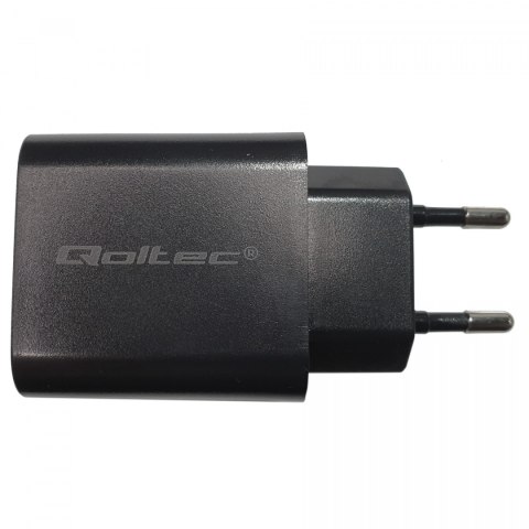 Qoltec Ładowarka sieciowa 18W | 5-12V | 1.5-3A | USB typ C PD | USB QC 3.0 | Czarna