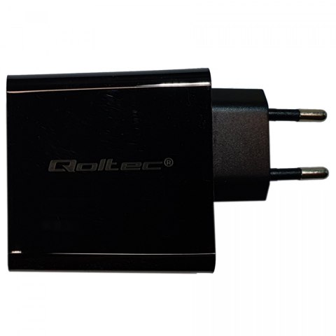 Qoltec Ładowarka sieciowa 63W | 5-20V | 1.5-3A | USB typ C PD | USB QC 3.0 | Czarna