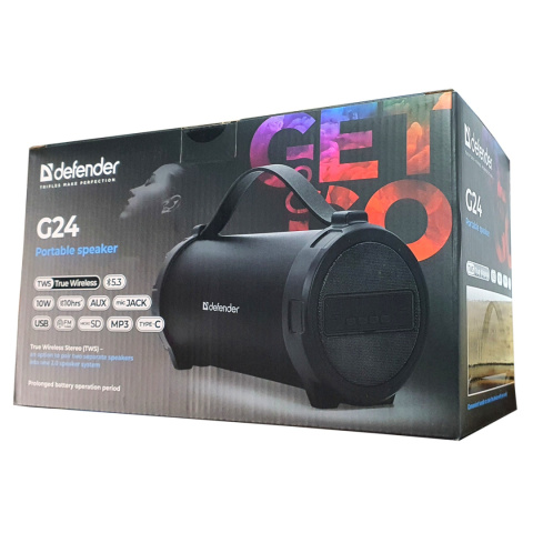 GŁOŚNIK DEFENDER G24 BLUETOOTH/FM/TF/USB 10W CZARNY