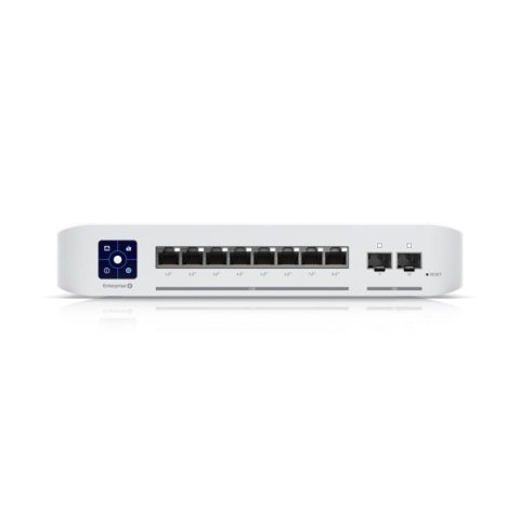 Ubiquiti Switch UniFi 8xRJ45 2.5G/2xSFP+ 10G Zarządzalne PoE+ do montażu na ścianie, ekran dotykowy 1.3", 120W PoE