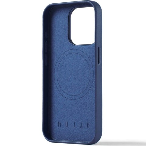 Mujjo Full Leather Wallet Case - etui skórzane do iPhone 15 Pro kompatybilne z MagSafe (monaco blue)