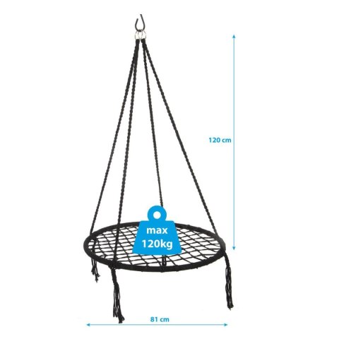 Huśtawka Bocianie Gniazdo Hamak Wiszący Ogrodowy Szary ROYOKAMP 80 cm Huśtawka Bocianie Gniazdo Hamak Wiszący Ogrodowy Szary ROYOKAMP 80 cm