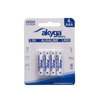 Bateria alkaliczna Akyga AAA LR03 Zn-MnO2, 1.5V/1300mAh 4szt/blister