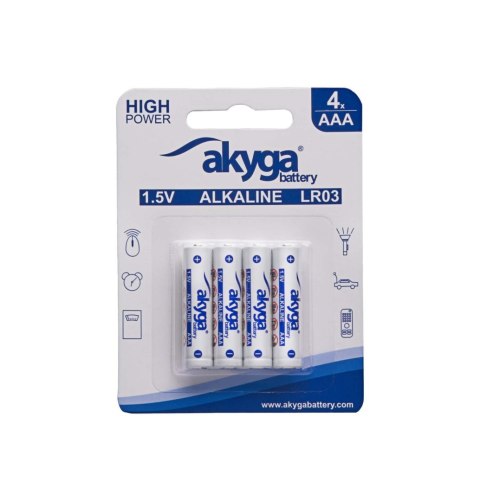 Bateria alkaliczna Akyga AAA LR03 Zn-MnO2, 1.5V/1300mAh 4szt/blister