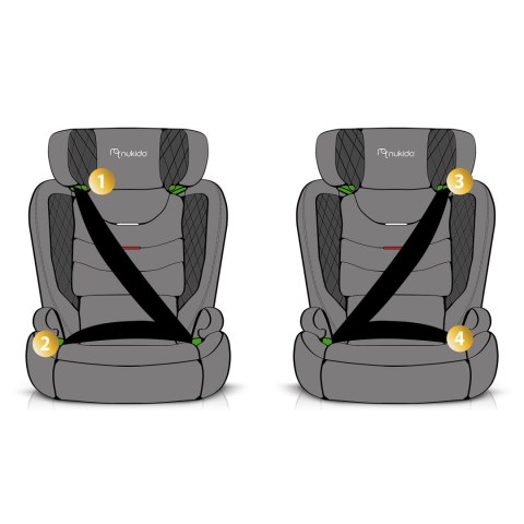 Fotelik samochodowy Nukido Louis Soft czarno-szary 15-36 kg ISOFIX