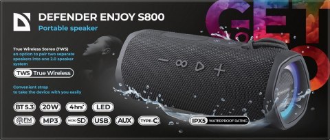 GŁOŚNIK DEFENDER ENJOY S800 BLUETOOTH 20W