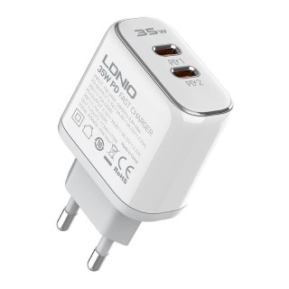 Ładowarka sieciowa LDNIO A2528C 2USB-C 35W + Kabel USB-C - USB-C