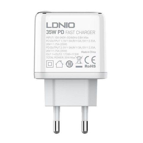 Ładowarka sieciowa LDNIO A2528C 2USB-C 35W + Kabel USB-C - USB-C Ładowarka sieciowa LDNIO A2528C 2USB-C 35W + Kabel USB-C - USB-C