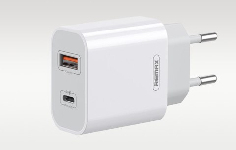 Ładowarka sieciowa Remax, RP-U68, USB-C, USB, 20W (biała) + kabel Lightning